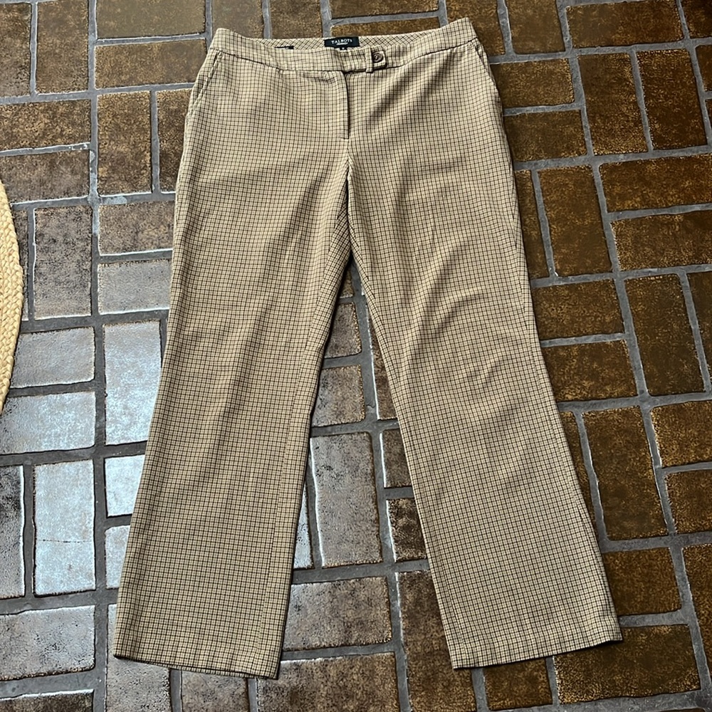 Talbots Brown & Green Plaid Signature Bootcut Trouser Pant